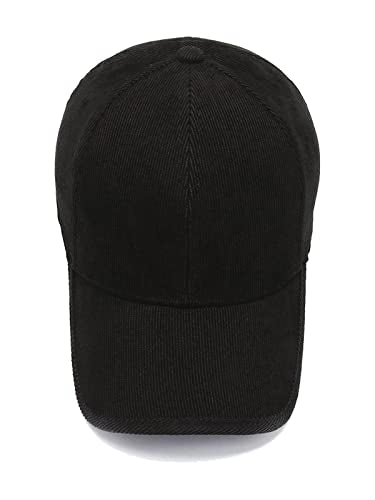 Classic Corduroy Cotton Baseball Caps Vintage Low Profile Dad Hat with Adjustable Strap Buckle Unisex Trucker Hat - color: Black