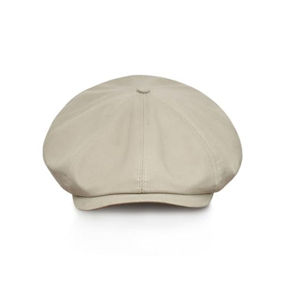 Sterkowski Shelby Paperboy Hat | 100% Softened Cotton Newsboy Cap for Men | 8 Panel Peaky Style - color: Beige/Gray, size: 7 1/4