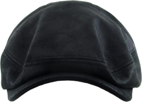 KBETHOS Leather Ascot Made in USA Ivy Collection Classic Newsboy Caps - color: (C) Faux Leather - Black, size: Large-X-Large