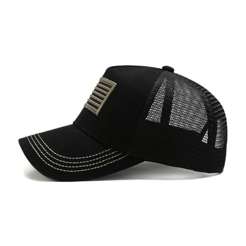Mens American Flag Trucker Hat Breathable Mesh Baseball Cap Adjustable Low Profile Snapback Hat - color: Wine Red