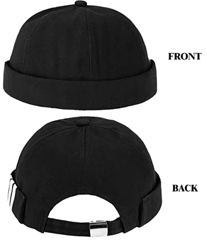 Glamorstar Dome Brimless Hats for Women Men Sailor Docker Beanie Cap Hip Hop Hats - color: Black