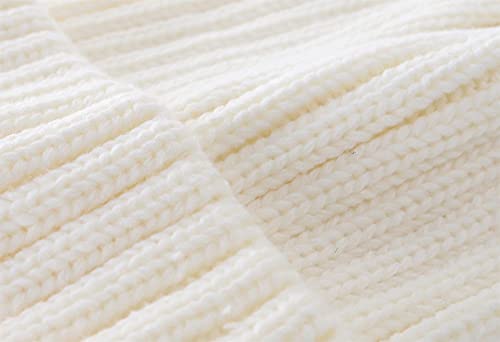 Connectyle Women's Rib Knit Cuffed Beanie Hat Stretch Acrylic Winter Hat Thick Warm Snow Ski Cap - color: White