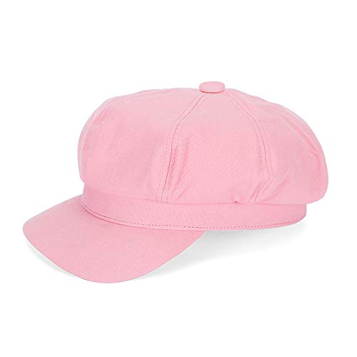Newsboy Cabbie Baker boy hat Beret Cap for Women Pageboy Visor Paperboy Hat Sailor Fiddler Hat Adjustable - color: Pink