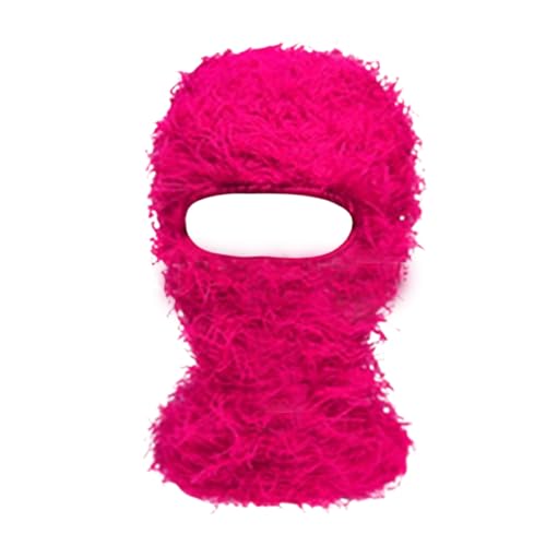 yolrdiw 2 Pieces Winter Distressed Balaclava Knitted Ski Full Face Mask for Women Men - color: Rose Red