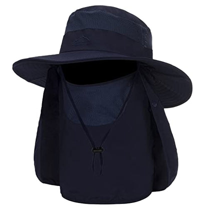 Fishing Hat for Men, Outdoor 3 in 1 Sun Hat Summer Safari Boonie Cap - color: Navy