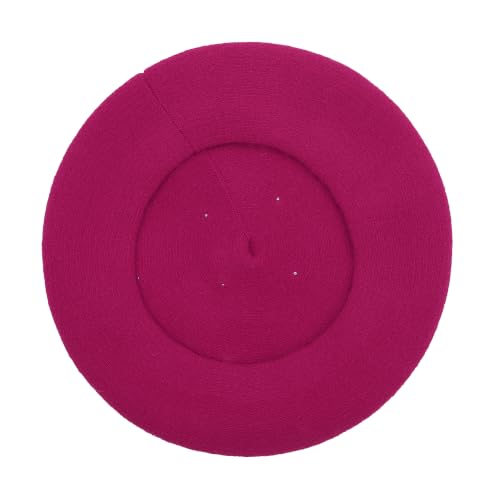 ZLYC Women French Beret Hat Winter Knitted Stretchable Beret Artist Cap - color: Pearls Hot Pink