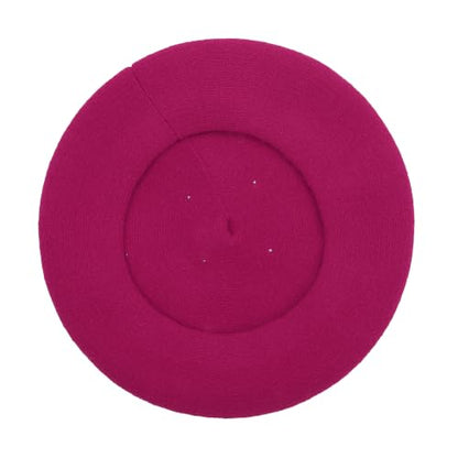 ZLYC Women French Beret Hat Winter Knitted Stretchable Beret Artist Cap - color: Pearls Hot Pink