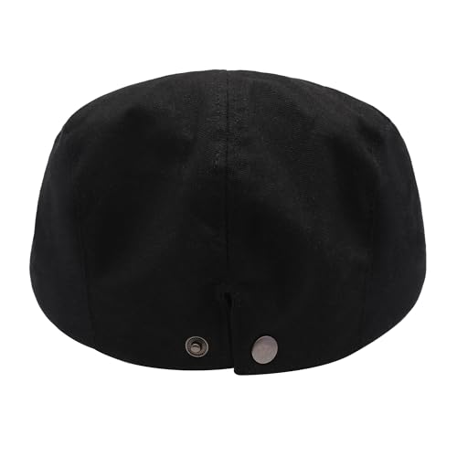 ZLYC Men Summer Flat Cap Scally Ivy Gatsby Newsboy Beret Driver Hat - color: Solid Black