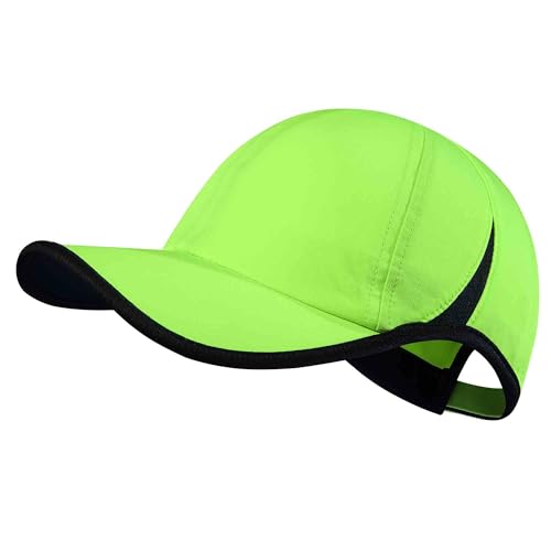 GADIEMKENSD Performance Running Hat, Stretchy Fabric with Vented Mesh for Outdoor Workouts - color: Fluorescent Green
