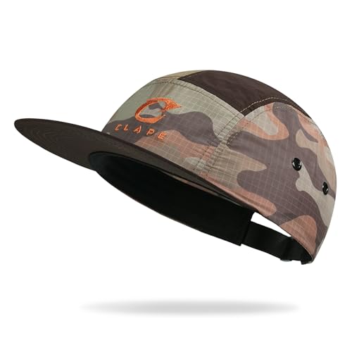 CLAPE Quick Dry 5 Panel Hat, Camo Lightweight Outdoor Cap - color: Cl5p32-khaki