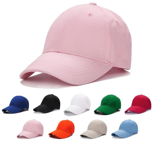 Edoneery Kids Baseball Hat, Adjustable Cotton Cap - color: Pink, style: 9-14 Years