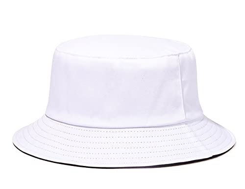 Quanhaigou Bucket Hats Unisex Summer Travel Beach Fisherman Cap for Men Women Teens - color: Plain White Black