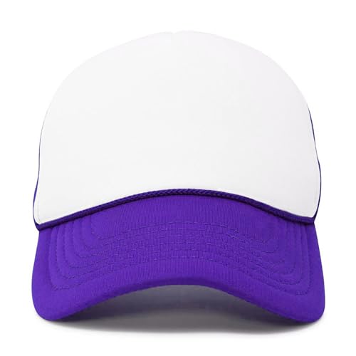 DALIX Two Tone Trucker Hat Summer Mesh Cap with Adjustable Snapback Strap - color: Purple, size: One Size