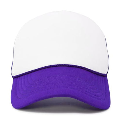 DALIX Two Tone Trucker Hat Summer Mesh Cap with Adjustable Snapback Strap - color: Purple, size: One Size