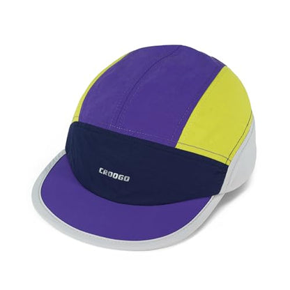 Clakllie Multicolor Short Brim Cap for Men Quick Dry 5 Panel Running Hat - color: Crsb09-purple/Navy