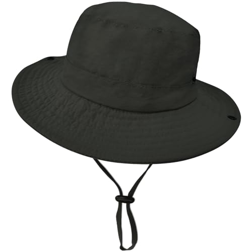 ZOORON Kids Sun Hat UPF 50+ Quick Dry Bucket Safari Hat for Girls and Boys - color: Black