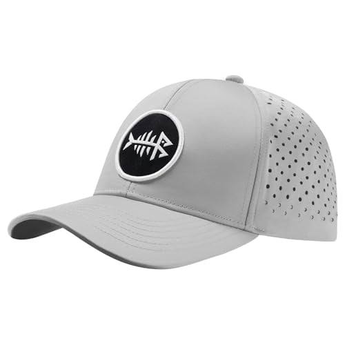 BASSDASH Unisex UPF 50+ Water Resistant Baseball Cap with Laser Cut Mesh - color: Light Grey, style: Regular