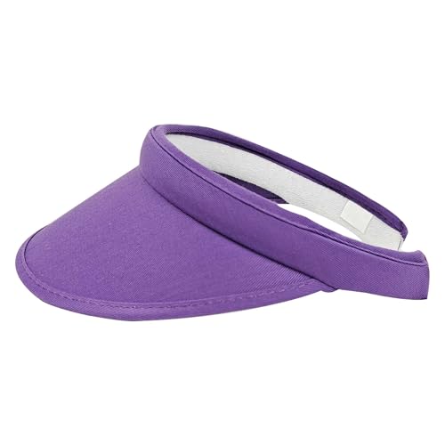 Cotton Visor Hat Women Men Clip-on Visors Hats Adjustable Outdoor Sports Golf Beach Wide Brim Sun Cap - color: Purple