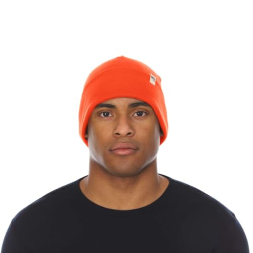 100% Merino Wool Cuff Beanie - Warm Winter Hat - Novelty Beanie - Toque - color: Blaze Orange