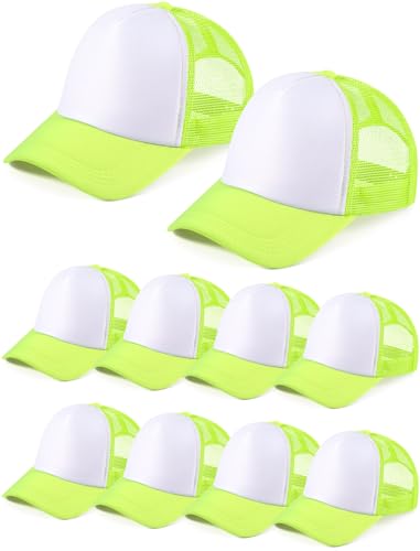 Tarpop 10 Pcs Sublimation Blank Trucker Hats Bulk - color: Neon Yellow and White