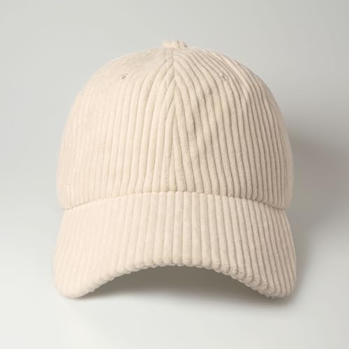 CHOK.LIDS Corduroy Baseball Cap Dad Hat Adjustable Polo Style Curved Brim - color: Ivory