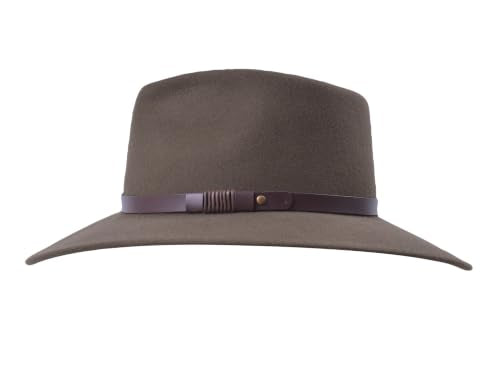 Bigalli Australian Wool Felt Hat - Outdoor Fedora Style - Crushable Water - Resistant UV Protection - color: Moss, size: Small