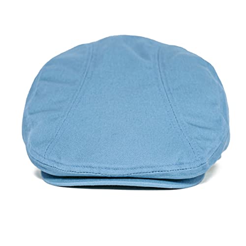 BOTVELA Men Cotton Twill Newsboy Flat Hat Fitted Cap - color: Light Blue, size: 7 3/8