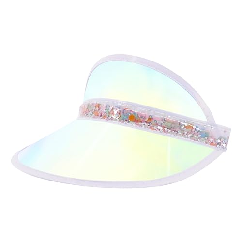 Surkat Women Sun Visors Hologram Wide Brim Thicker Sweatband UV Protective Sportswear Visors Sunhat - color: Sequin
