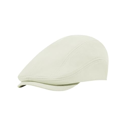 100% Cotton Newsboy Cap for Men Adjustable Flat Gatsby Ivy Cabbie Beret Hat for Summer Driving Hunting - color: Beige-bb, size: Medium
