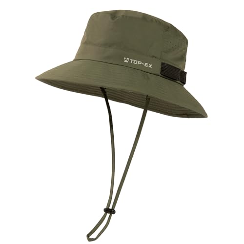 UVCoolix All-Day Comfort Bucket Sun Hat for Men Women,Lightweight Wide Brim UV Protection Boonie Outdoor,Beach,Golf - color: Armygreen, size: XX-Large