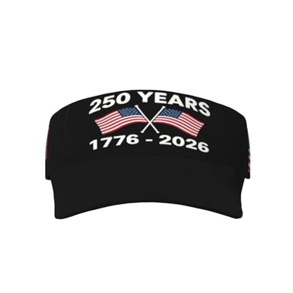 United States 250th Anniversary Hat USA Est 1776 America Patriotic Visor Cap Adjustable Sun Hat for Women Men Sports Beach - color: Black19