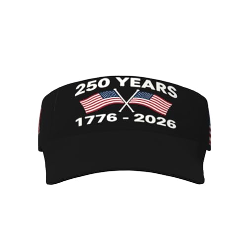 United States 250th Anniversary Hat USA Est 1776 America Patriotic Visor Cap Adjustable Sun Hat for Women Men Sports Beach - color: Black19