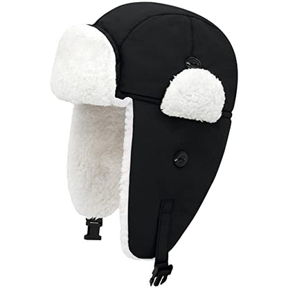 Olreco Toddler Winter Hat Baby Winter Hat Warm Fleece Lined Kids Trapper Hats Toddler Hats for Boys Girls Kid Snow Essentials - color: Waterproof Black, size: 12-24 Months