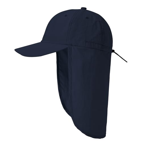 American Trends Mens Sun Hat with Neck Flap, UV Protection Outdoor Flap Hat, Packable Soft Fishing Hiking Gardening Hat - color: Navy