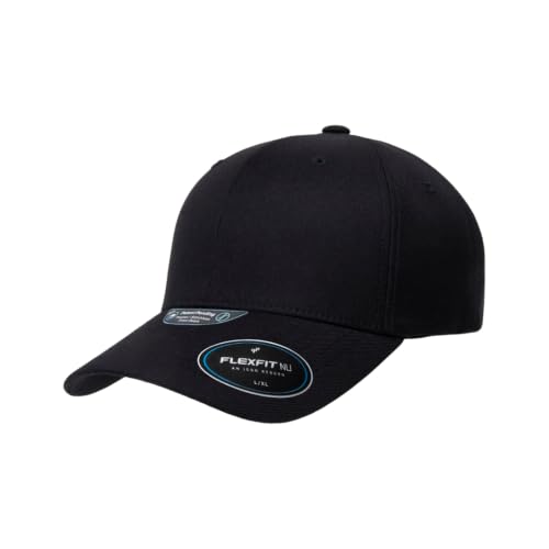 Flexfit NU Tri-Layer Athletic Fitted Baseball Cap with Seam-Sealed Taping - color: Black, size: Large-X-Large