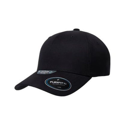 Flexfit NU Tri-Layer Athletic Fitted Baseball Cap with Seam-Sealed Taping - color: Black, size: Small-Medium