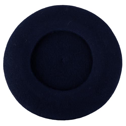 ZAKIRA Wool French Beret for Men & Women, Plain - color: Navy