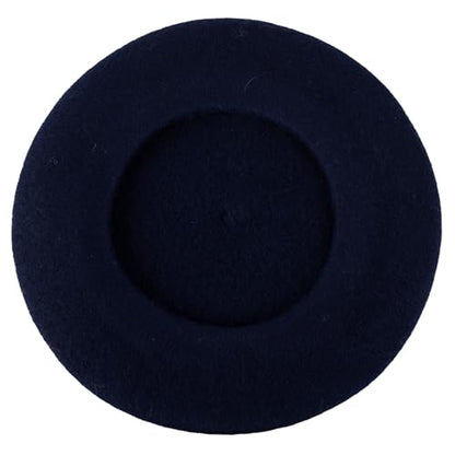 ZAKIRA Wool French Beret for Men & Women, Plain - color: Navy
