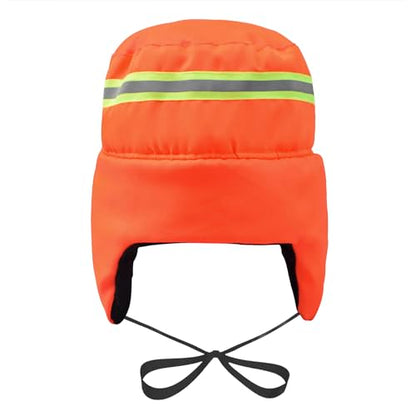 High Visibility Winter Ski Cap Warm Fleece Lined Pilot Visor Cap Windproof Earflap Peruvian Hunting Trapper Hat - color: Orange