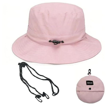 Unisex Bucket Hat Water Repellent Wide Brim Foldable Sun Hat Beach - color: Pink, size: Small