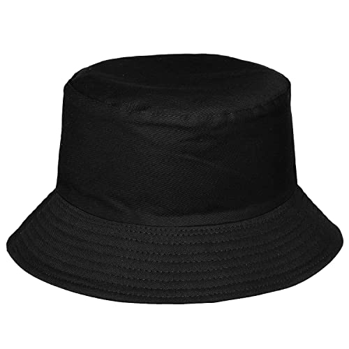 Falari Reversible Bucket Hat for Men Women Summer Travel Beach Outdoor Fishing Hat 100% Cotton - color: X1905-black