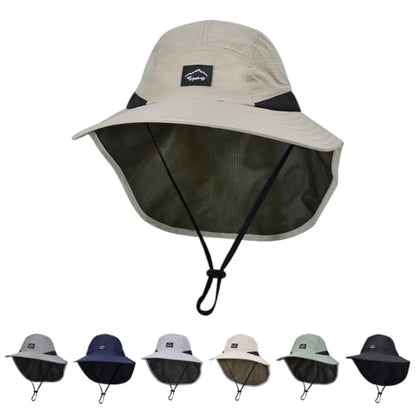 ZOORON Kids Sun Hat with Neck Flap Beach Fishing Bucket for Boys Girls - color: Khaki