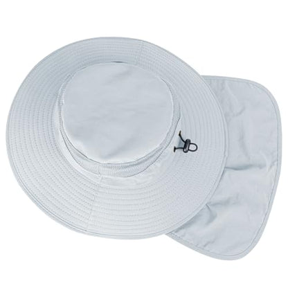 ZOORON Sun Hats for Men Women with Neck Flap Fishing UPF 50+ UV Protection - color: Light Grey