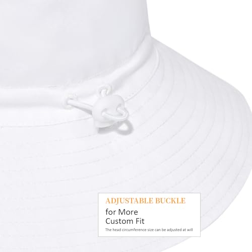 Women Wide Brimmed Sun Hat,Summer Foldable Beach Bucket Hat with UV Protection for Women Young Girls - color: White & Pink 2pcs
