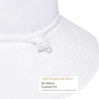 Women Wide Brimmed Sun Hat,Summer Foldable Beach Bucket Hat with UV Protection for Women Young Girls - color: White & Pink 2pcs