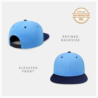 CHOK.LIDS Classic Snapback Flat Bill Hat Blank Adjustable Baseball Cap - color: Sky/Navy