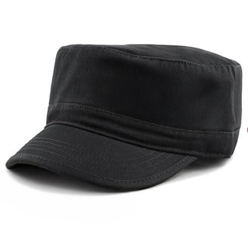 The Hat Depot Cadet Military Army Baseball Cap Tie Dye & Washed Cotton Basic & Distressed Cadet Brushed Cotton Cap - color: 1. Basic - Black