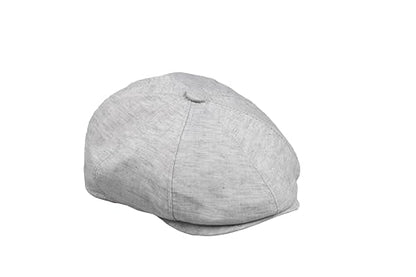 8 Panel Newsboy Cap – Linen Blend with 100% Cotton Lining - color: Light Gray, size: Medium