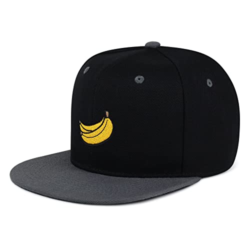 JPAK Banana Fruit Hip-Hop Snapback Hat Embroidered Baseball Cap Monkey - color: 18. Black/Grey