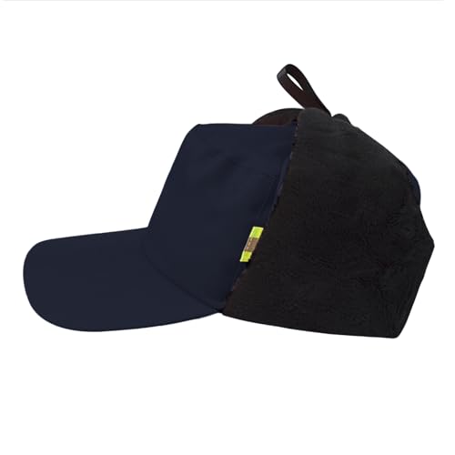 High Visibility Winter Ski Cap Warm Fleece Lined Pilot Visor Cap Windproof Earflap Peruvian Hunting Trapper Hat - color: Navy Blue